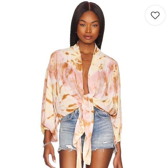 YFB Young Fabulous Broke Carmen Tie Dye tie open front top blouse - Picture 15 of 16